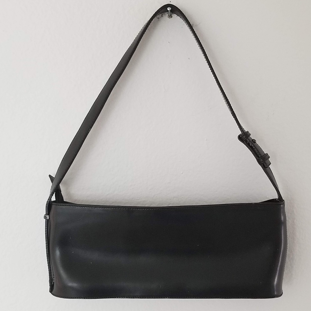 Via Spiga vintage Black leather shoulder bag y2k 2000's style